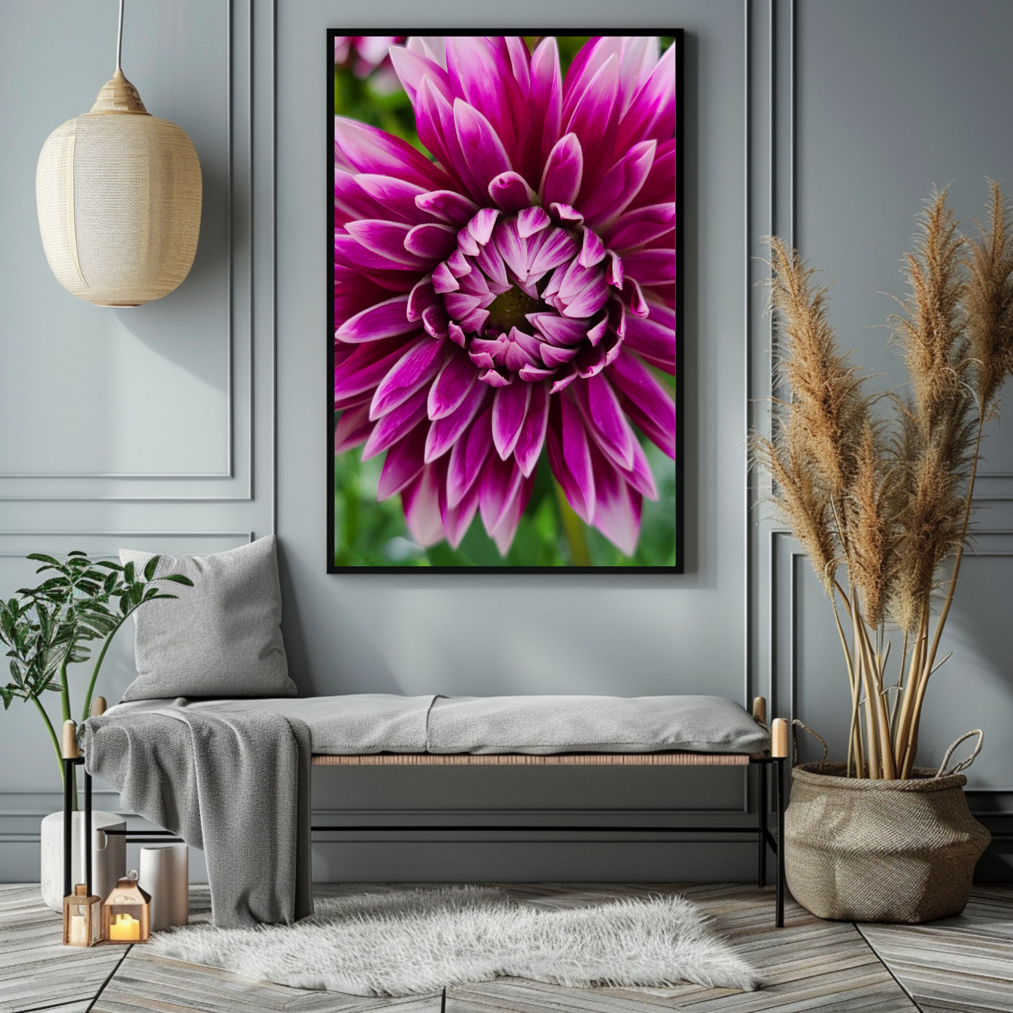 Hot Pink Chrysanthemum Flower - Printable Wall Art- Digital Download