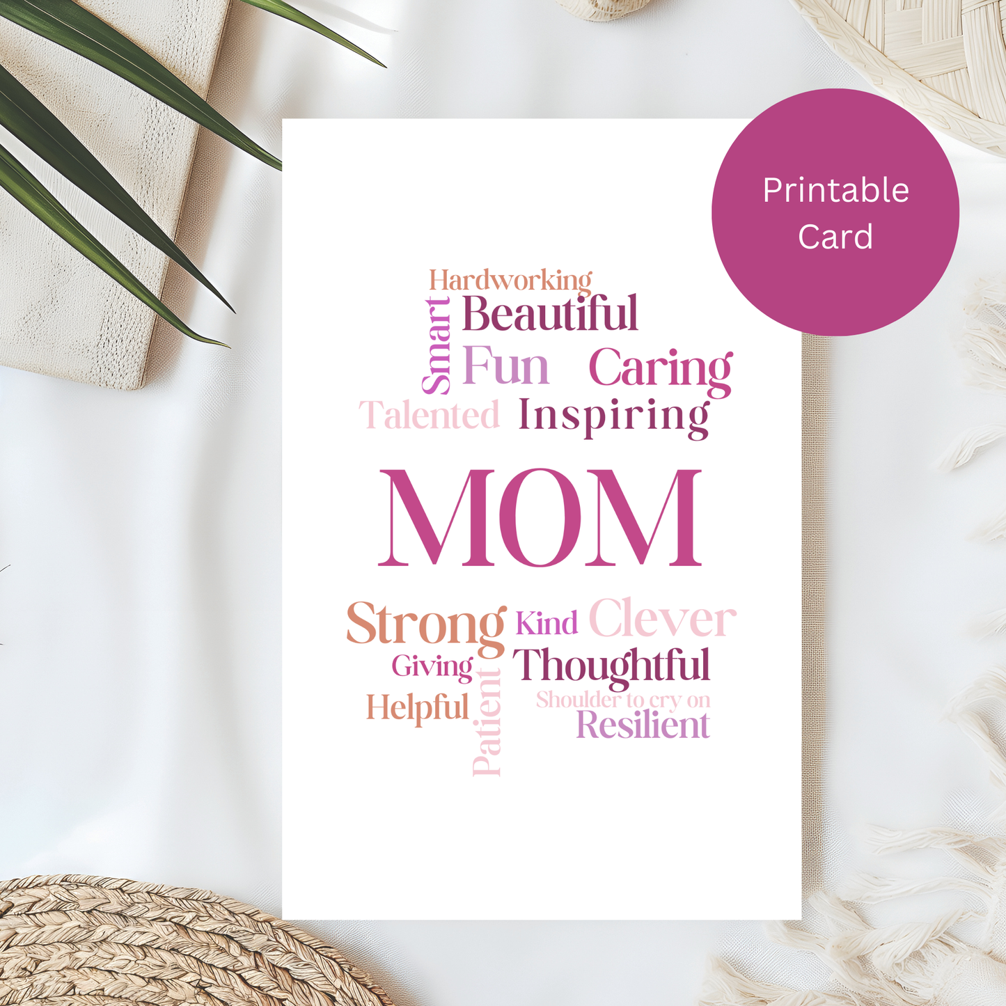 Beautiful Mother’s Day Card-A Heartfelt Tribute to Her Strength & Love-Digital Downloadable Card