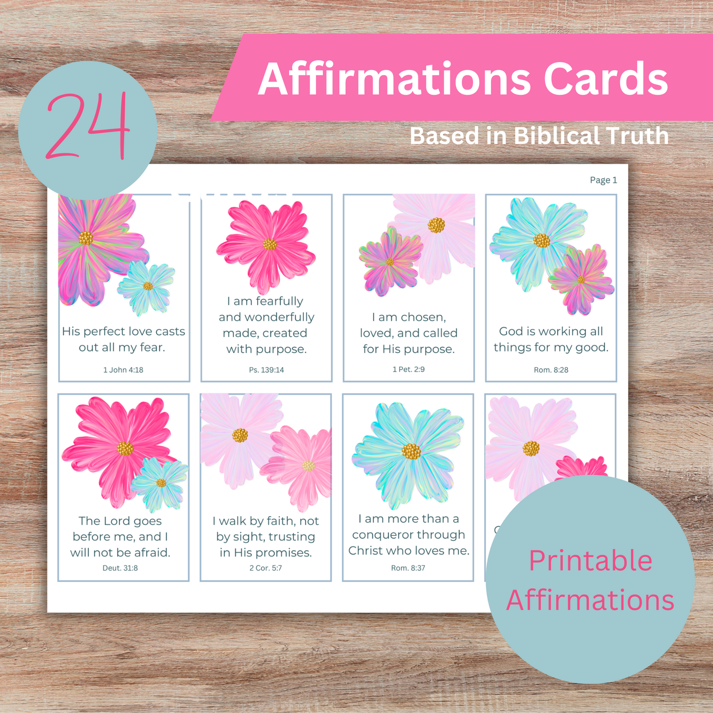 Floral Biblical Affirmation Cards – A Daily Reminder of God’s Promises
