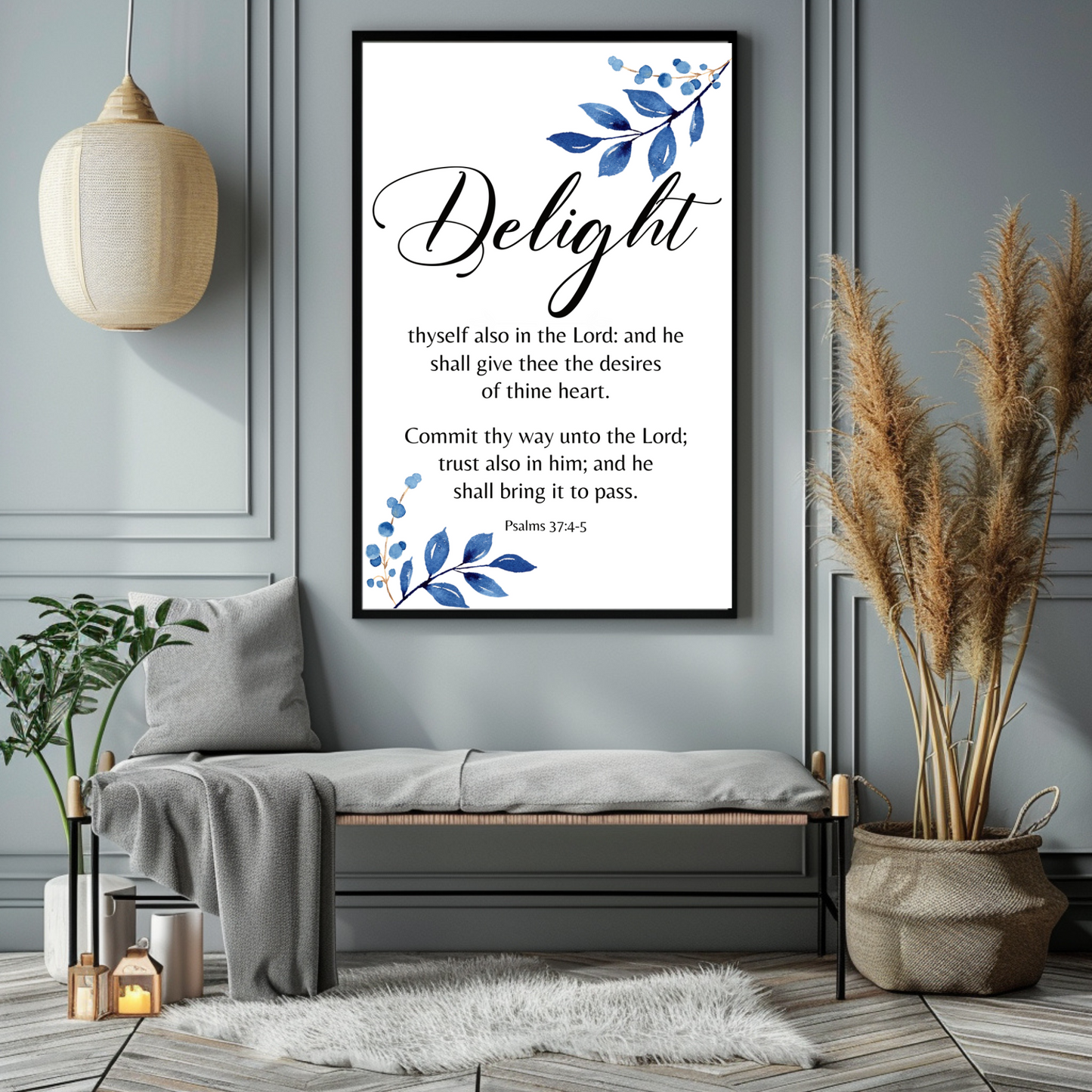 Delight thyself in the Lord-Printable Wall Art-Bible Verse-Instant Download