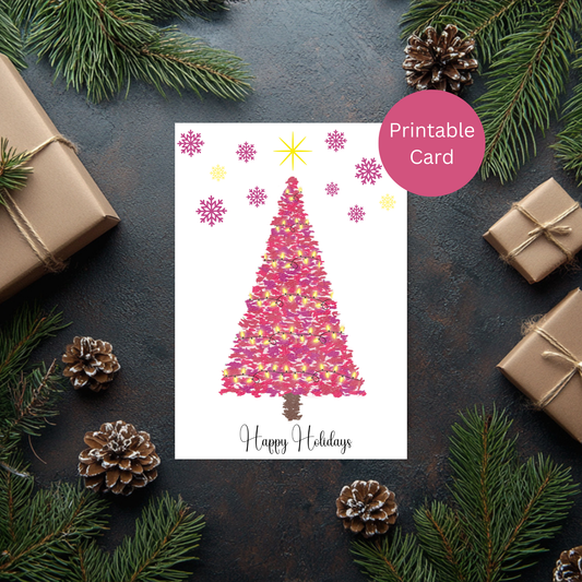 Radiant Watercolor Christmas Card-Printable Digital Download-Merry & Bright Collection