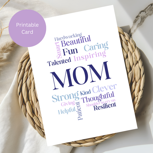 Beautiful Mother’s Day Card-A Heartfelt Tribute to Her Strength & Love-Digital Downloadable Card