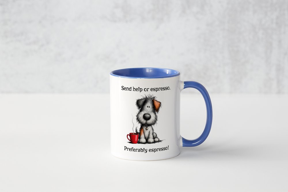 Funny Espresso Mug | Send Help or Espresso Dog Coffee Mug | Cute Coffee Gift
