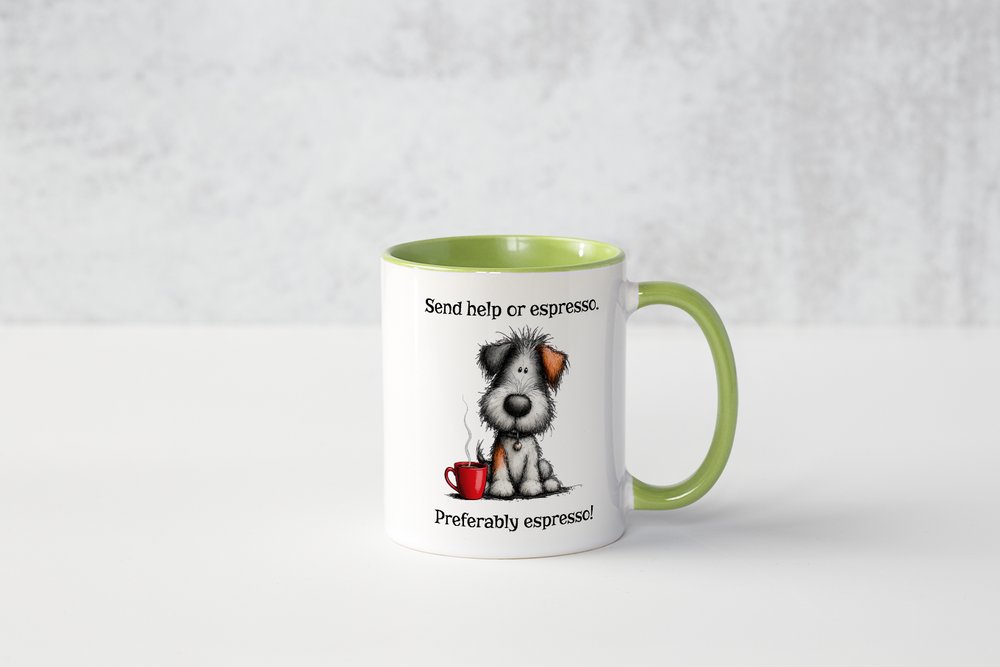 Funny Espresso Mug | Send Help or Espresso Dog Coffee Mug | Cute Coffee Gift