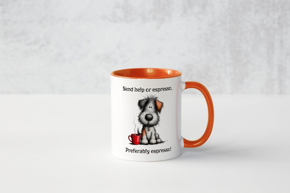 Funny Espresso Mug | Send Help or Espresso Dog Coffee Mug | Cute Coffee Gift