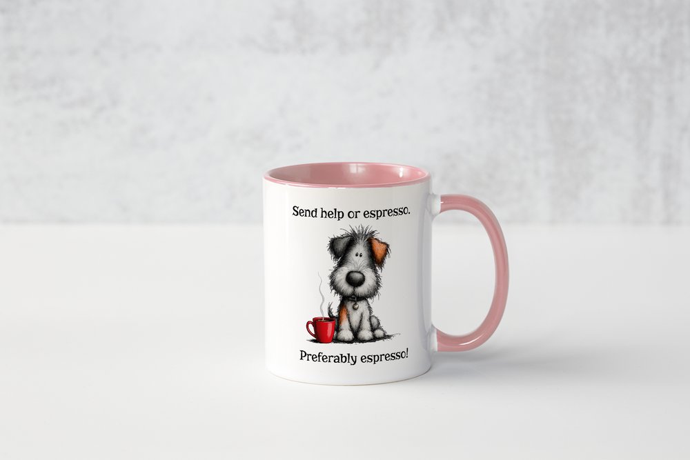 Funny Espresso Mug | Send Help or Espresso Dog Coffee Mug | Cute Coffee Gift