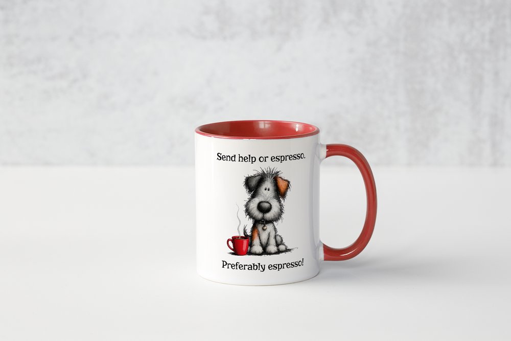 Funny Espresso Mug | Send Help or Espresso Dog Coffee Mug | Cute Coffee Gift