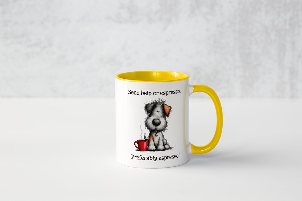 Funny Espresso Mug | Send Help or Espresso Dog Coffee Mug | Cute Coffee Gift