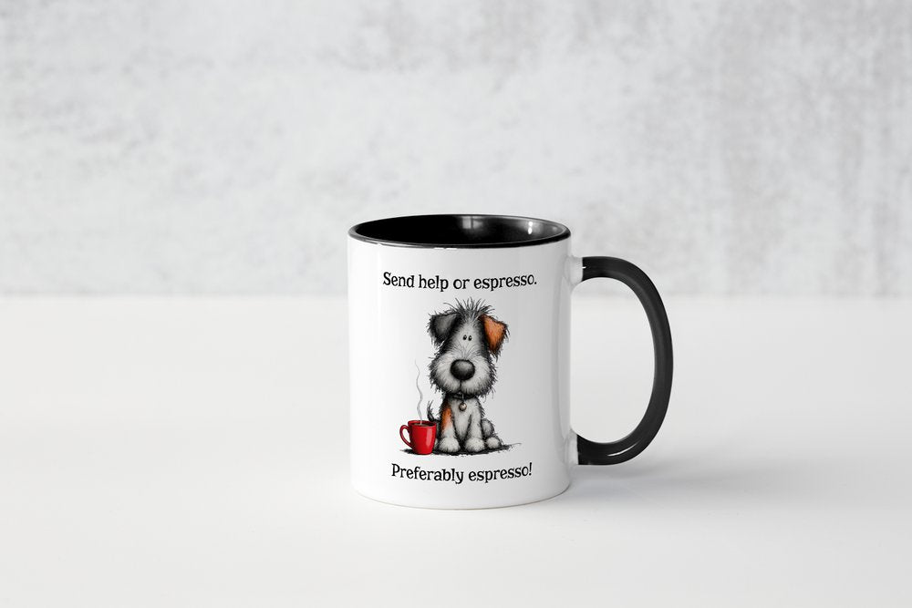Funny Espresso Mug | Send Help or Espresso Dog Coffee Mug | Cute Coffee Gift