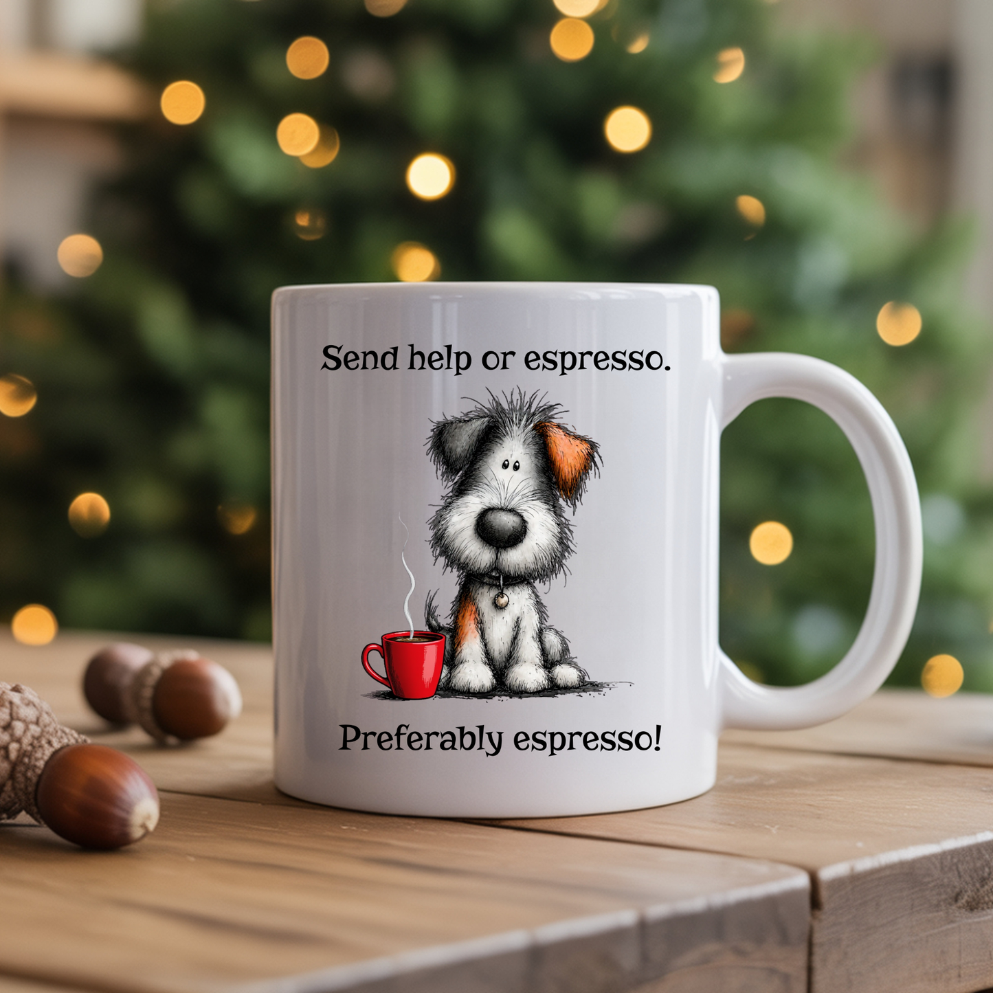 Funny Espresso Mug | Send Help or Espresso Dog Coffee Mug | Cute Coffee Gift