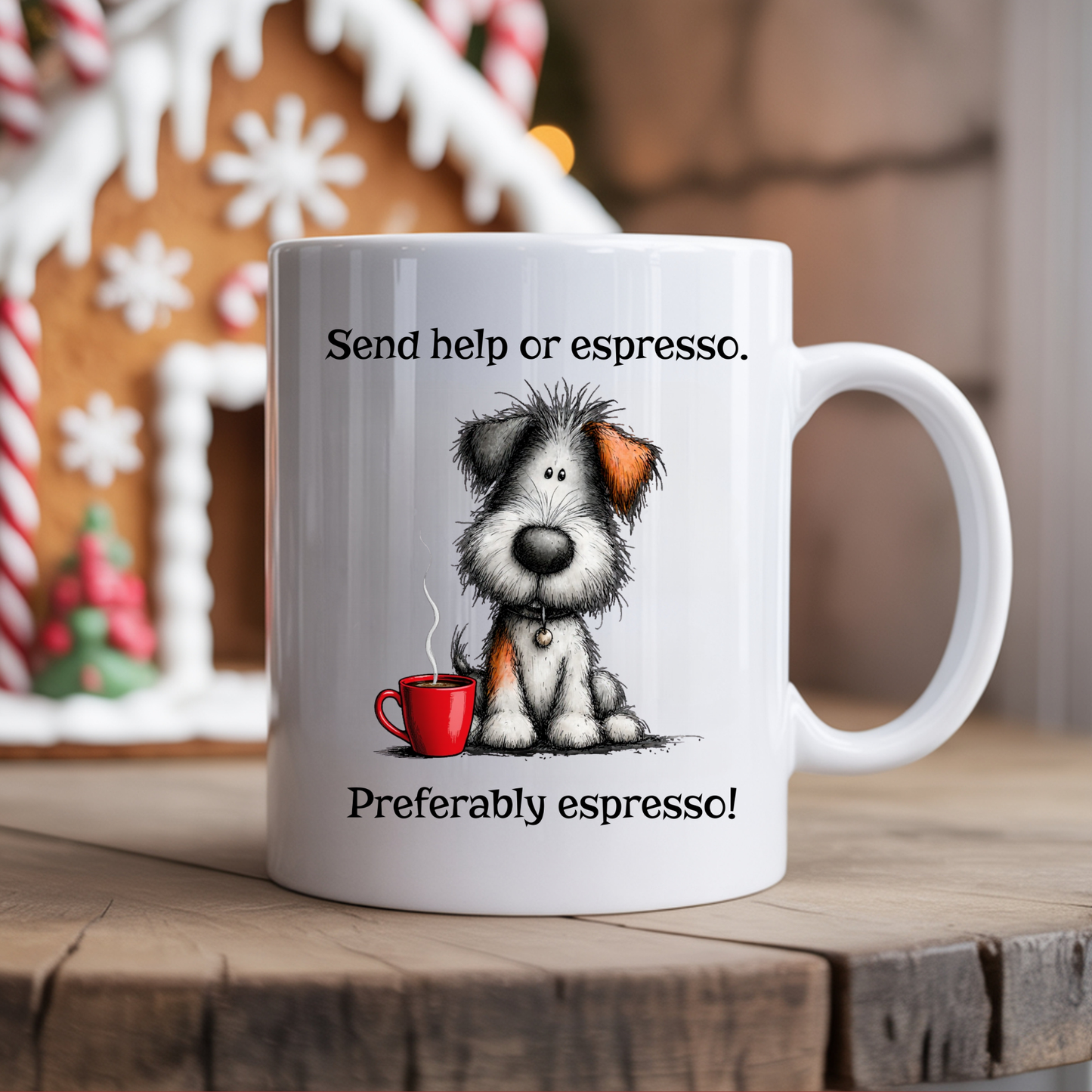 Funny Espresso Mug | Send Help or Espresso Dog Coffee Mug | Cute Coffee Gift