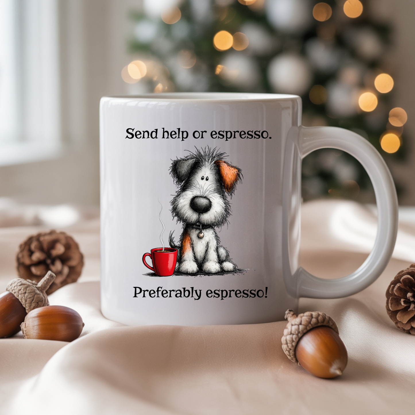 Funny Espresso Mug | Send Help or Espresso Dog Coffee Mug | Cute Coffee Gift