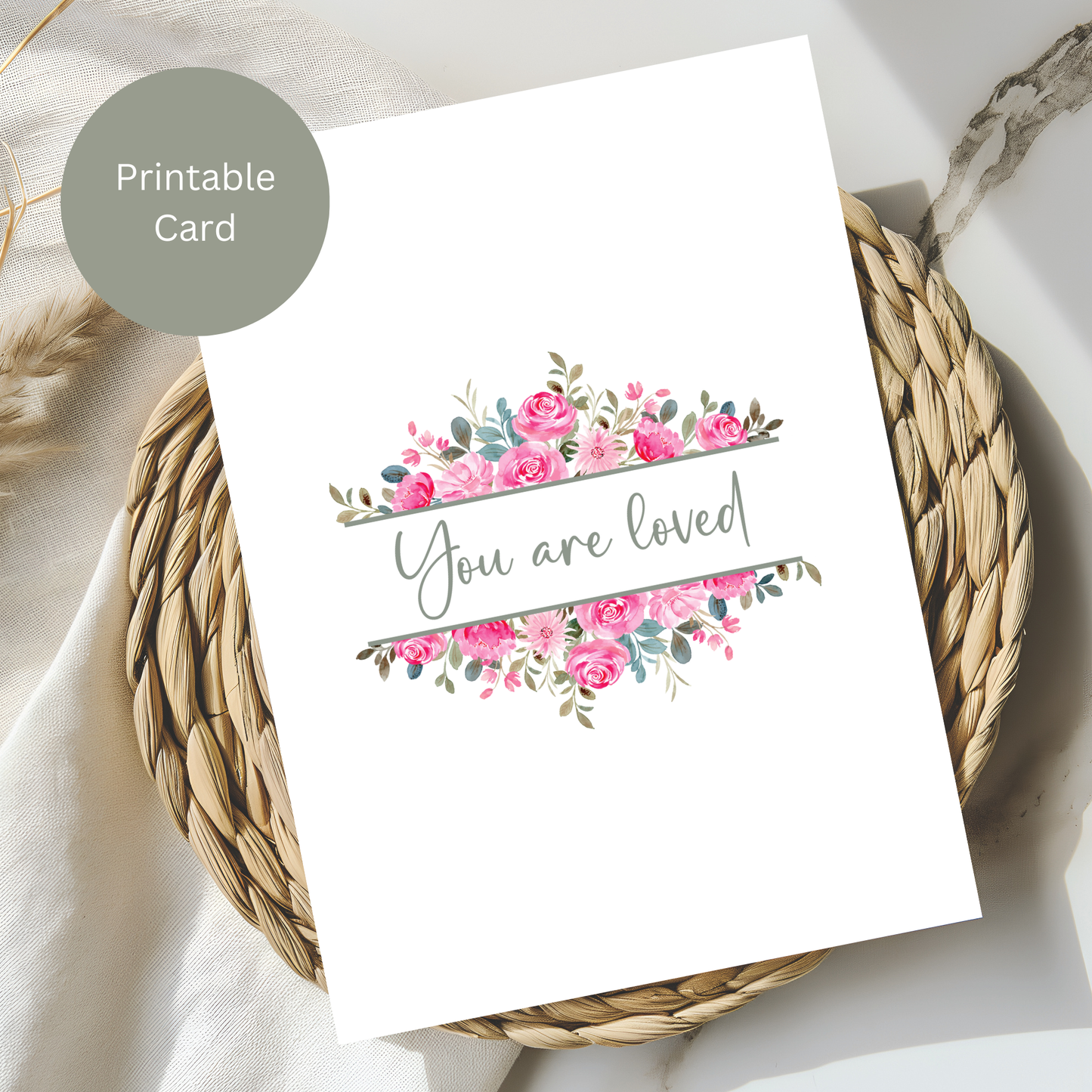 You Are Loved Digital Greeting Card-Beautiful Floral Design for Birthdays, Encouragement & Just Because